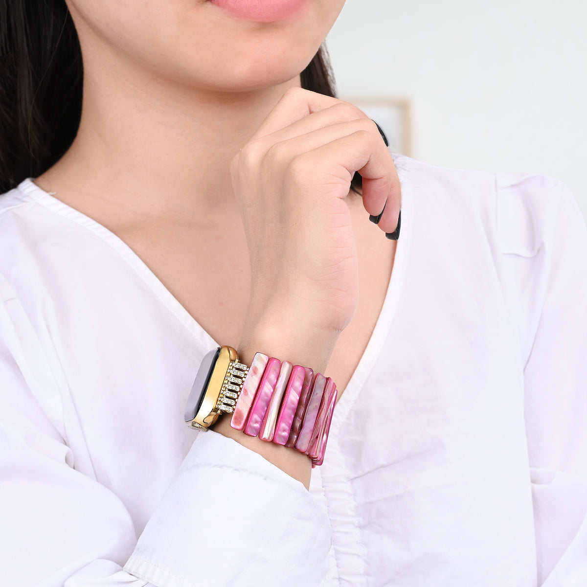 Imperial Orchid Shell Stretch Apple Watch Strap