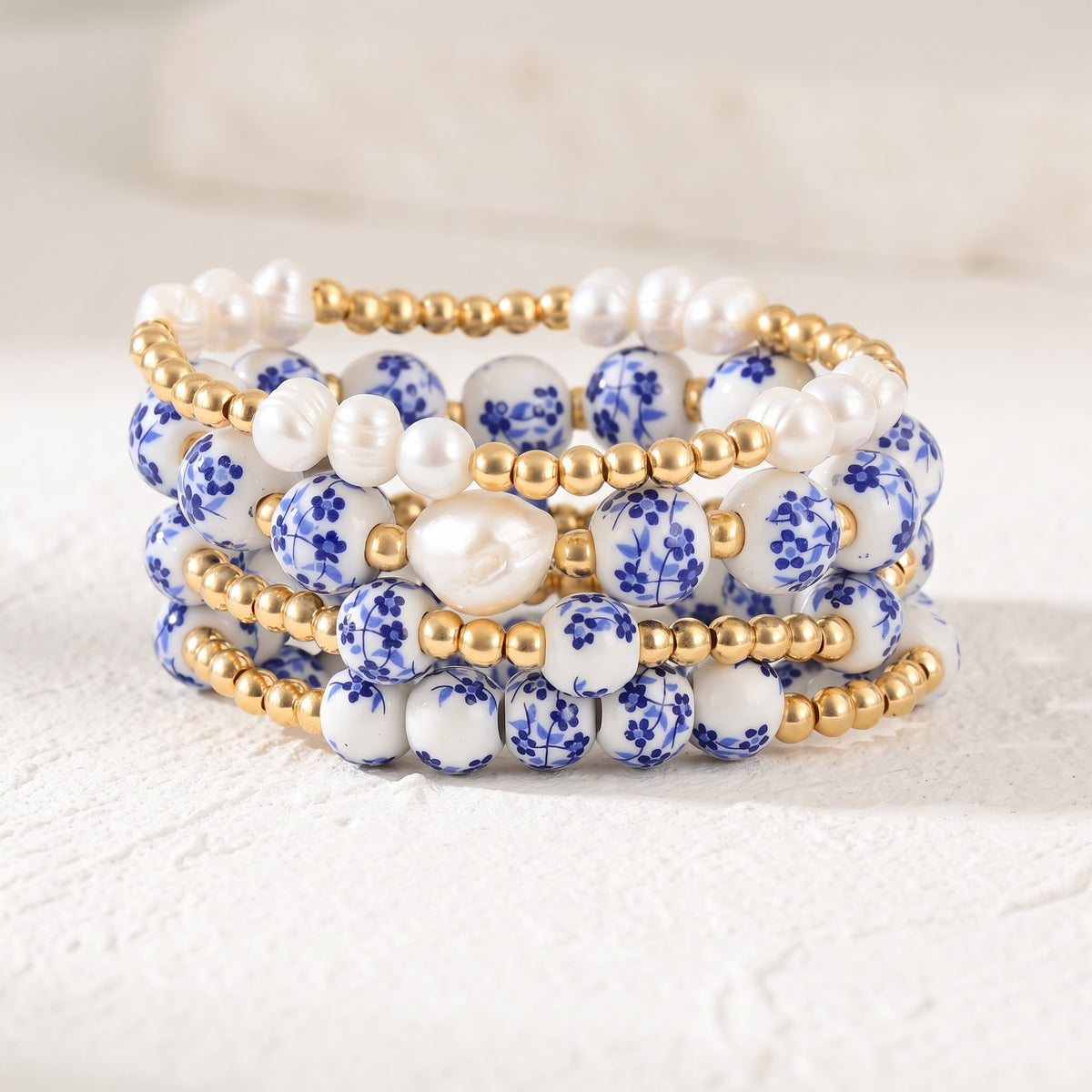 Porcelain Garden Sapphire Bloom Bracelet Set