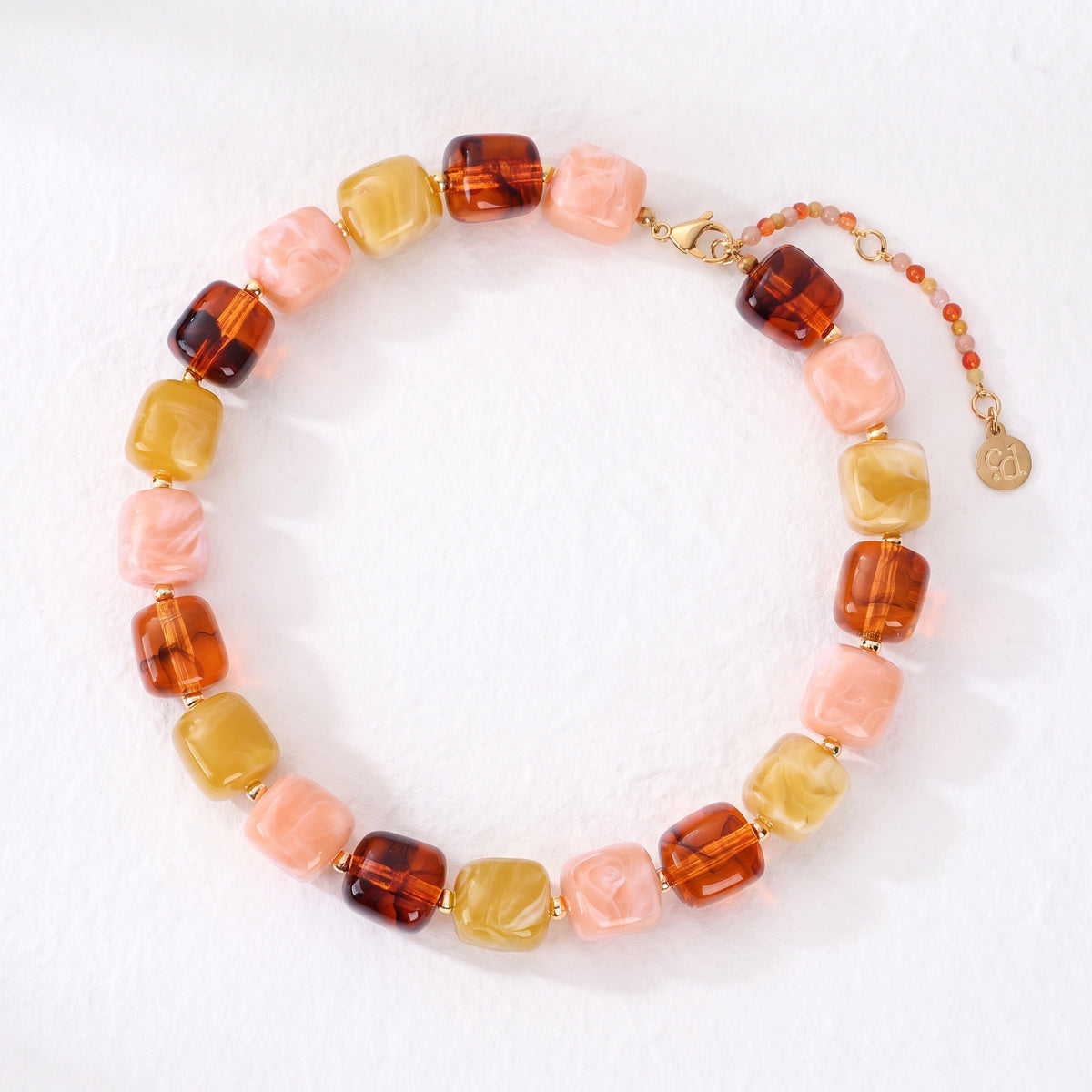 Chunky Square Bead Necklace Autumn