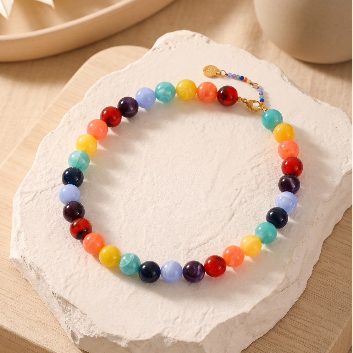 Chunky Rainbow Beaded Necklace