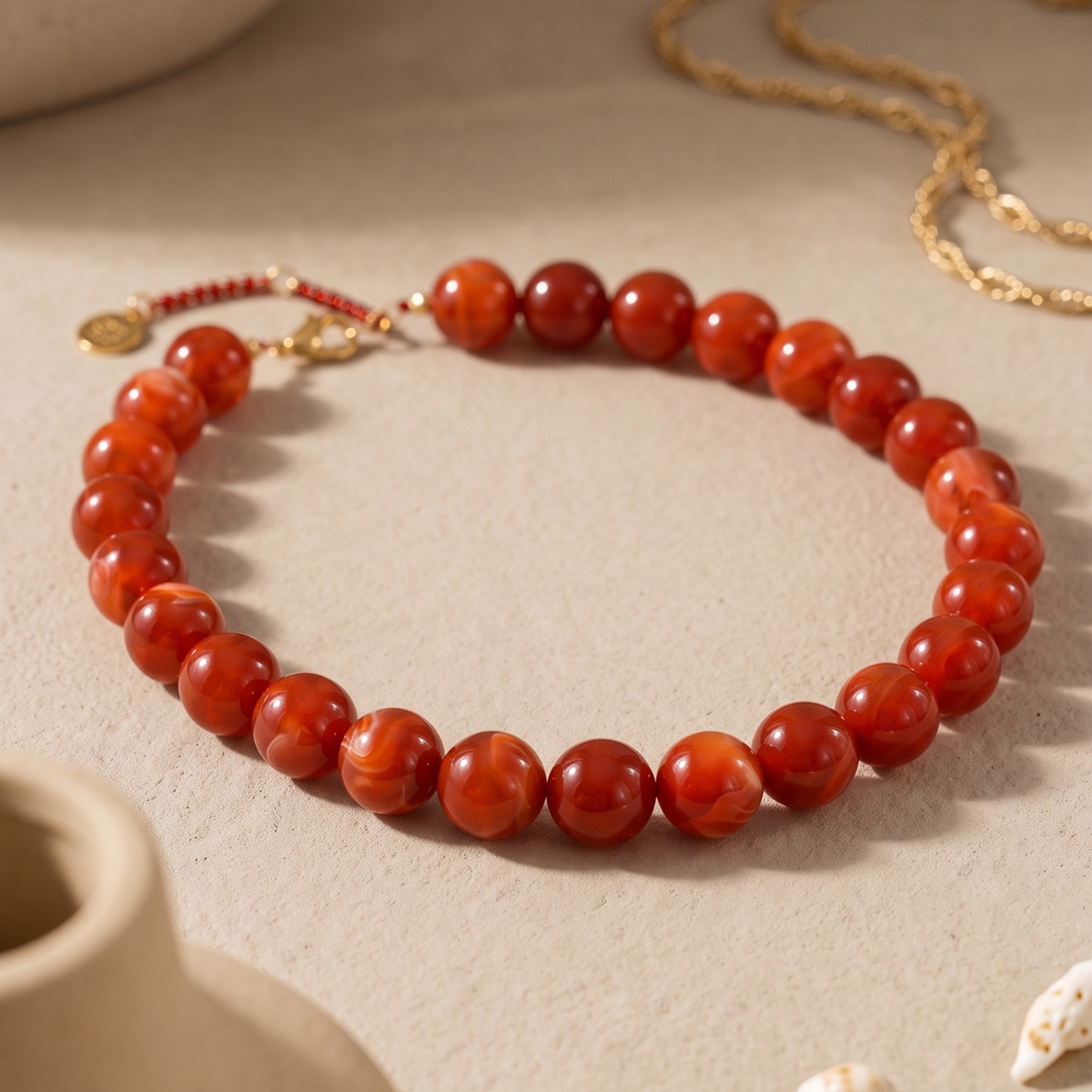 Chunky Red Beaded Necklace