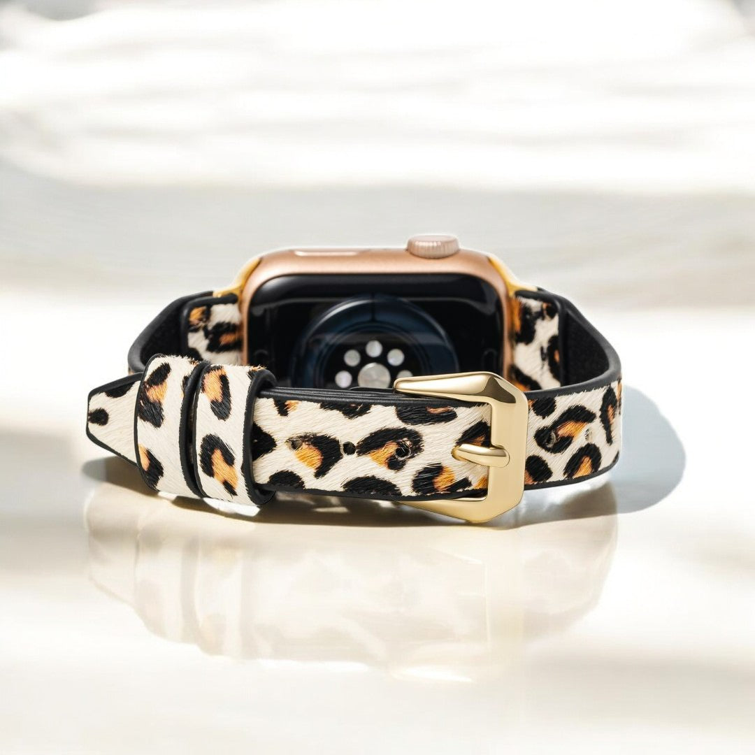 Ivory Feline Apple Leather Watch Strap