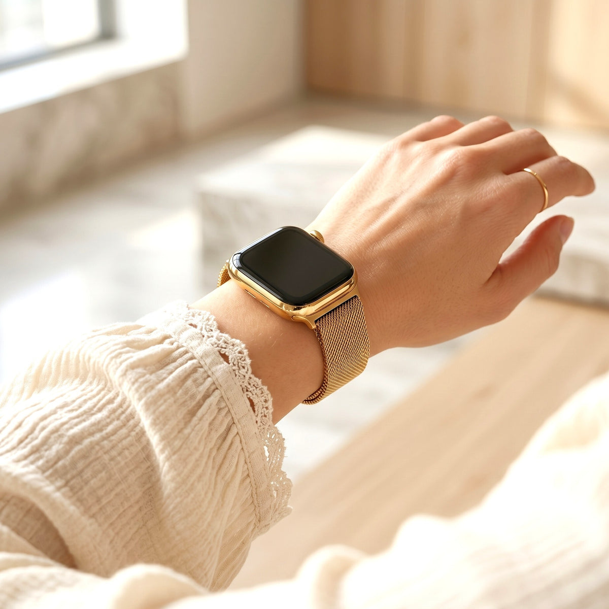 Golden Steel Luxury Stretch Apple Watch Strap
