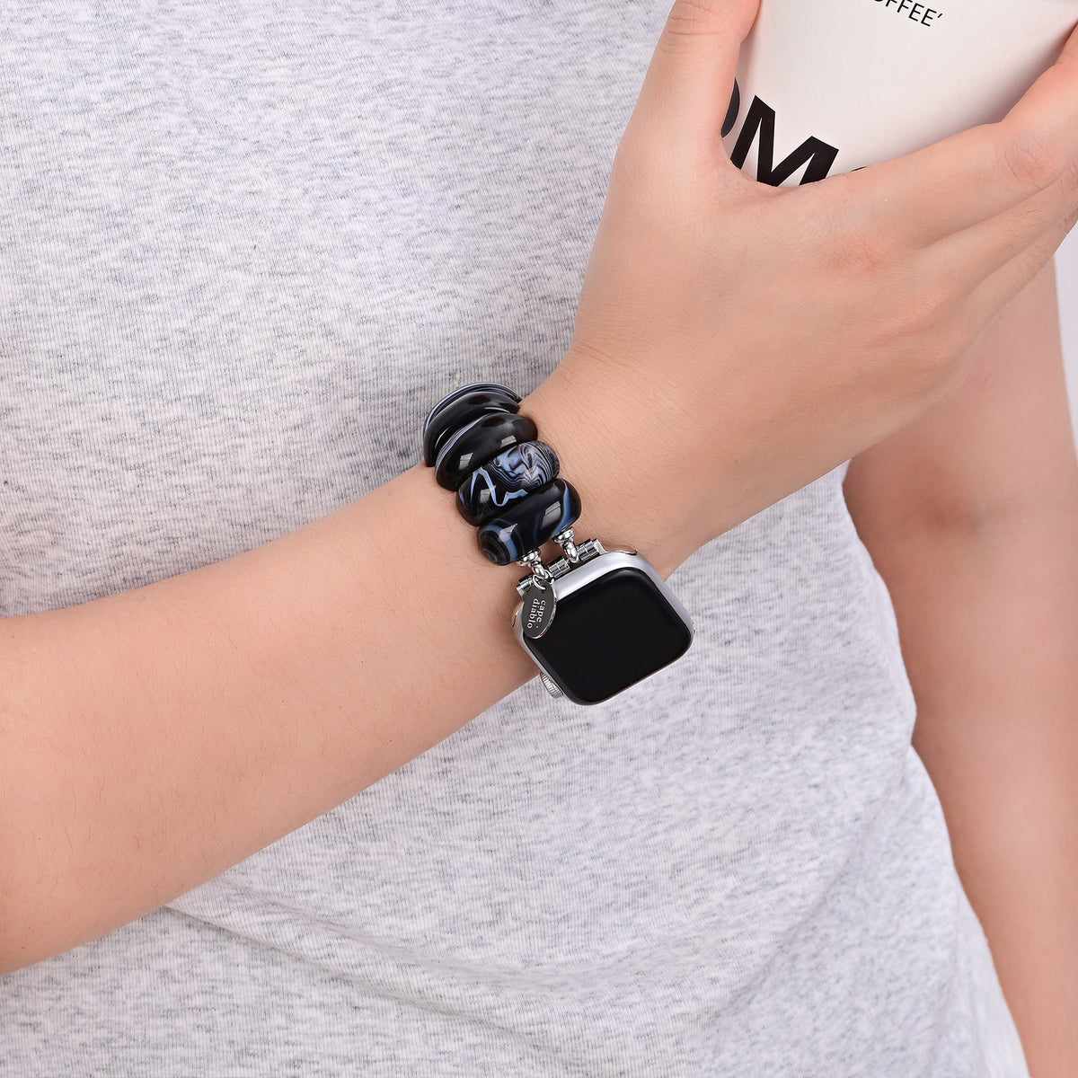 Black Marble Agate Apple Watch Strap