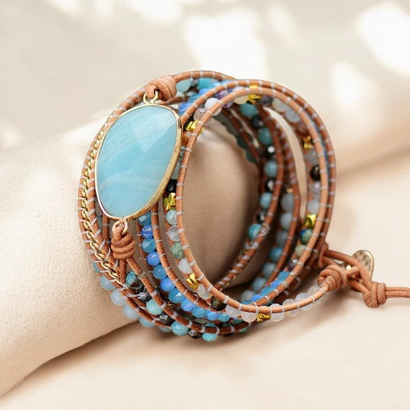 Healing Amazonite Protection Wrap Bracelet