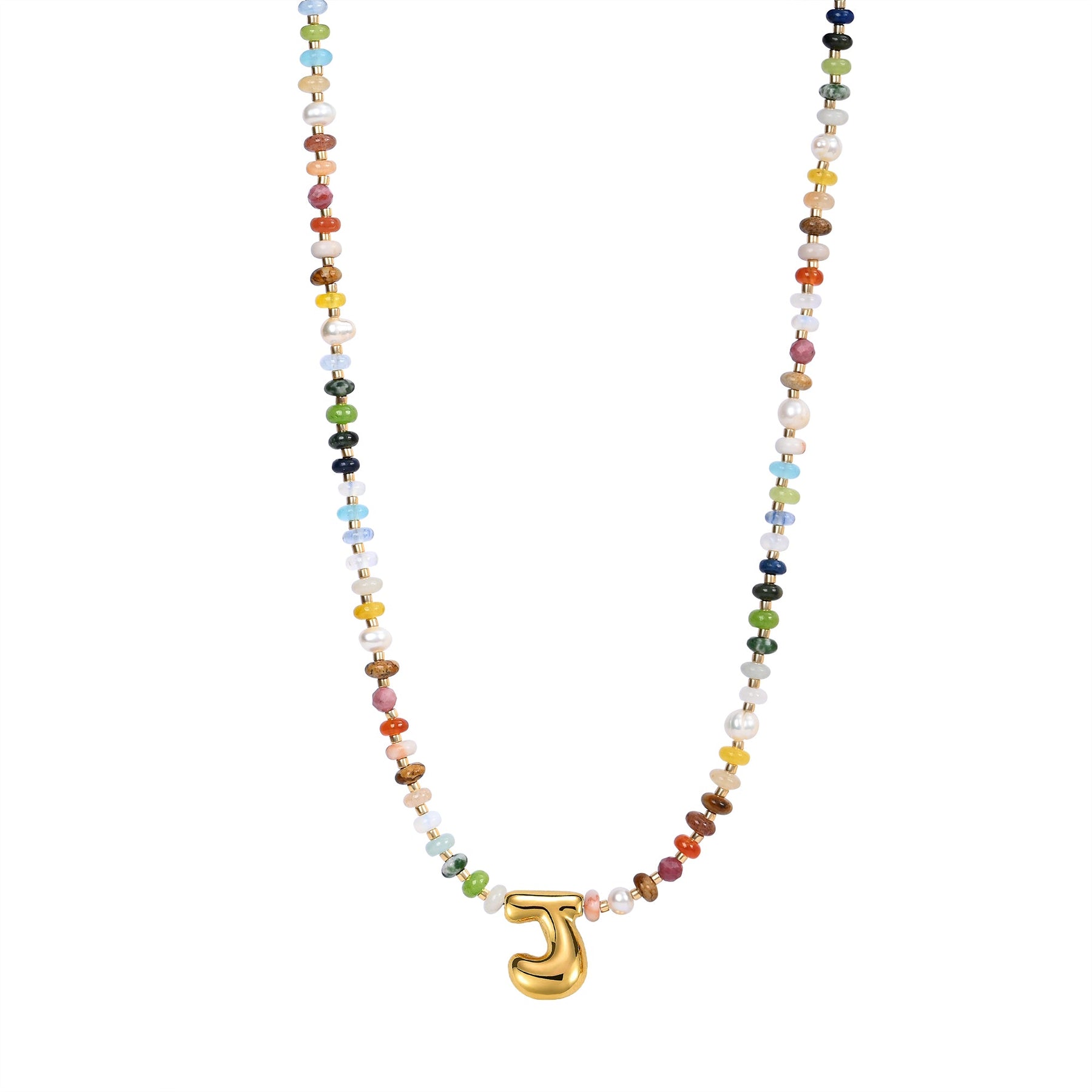 Multicolor Bubble Letter Necklace