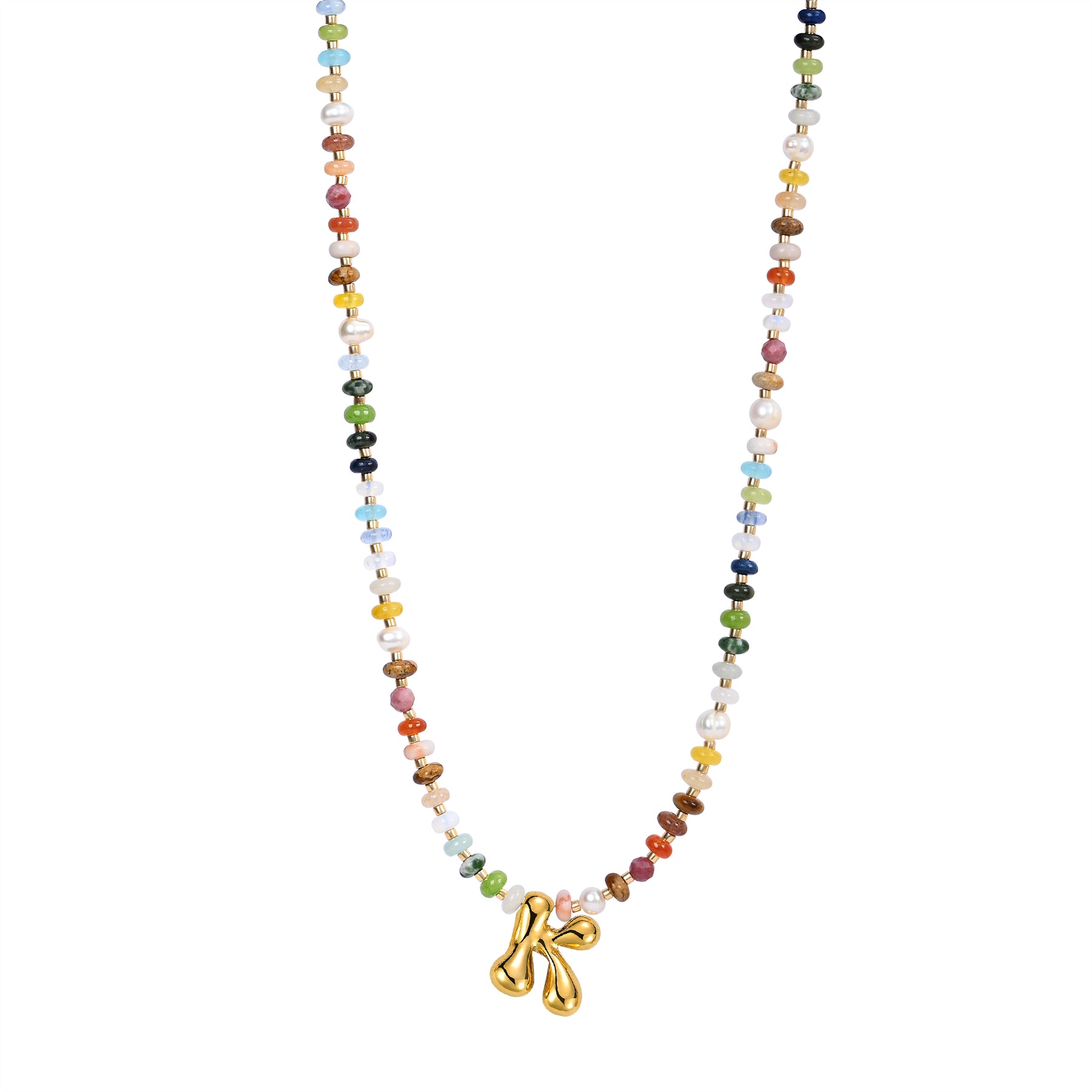 Vibrant Gem Initial Bubble Necklace