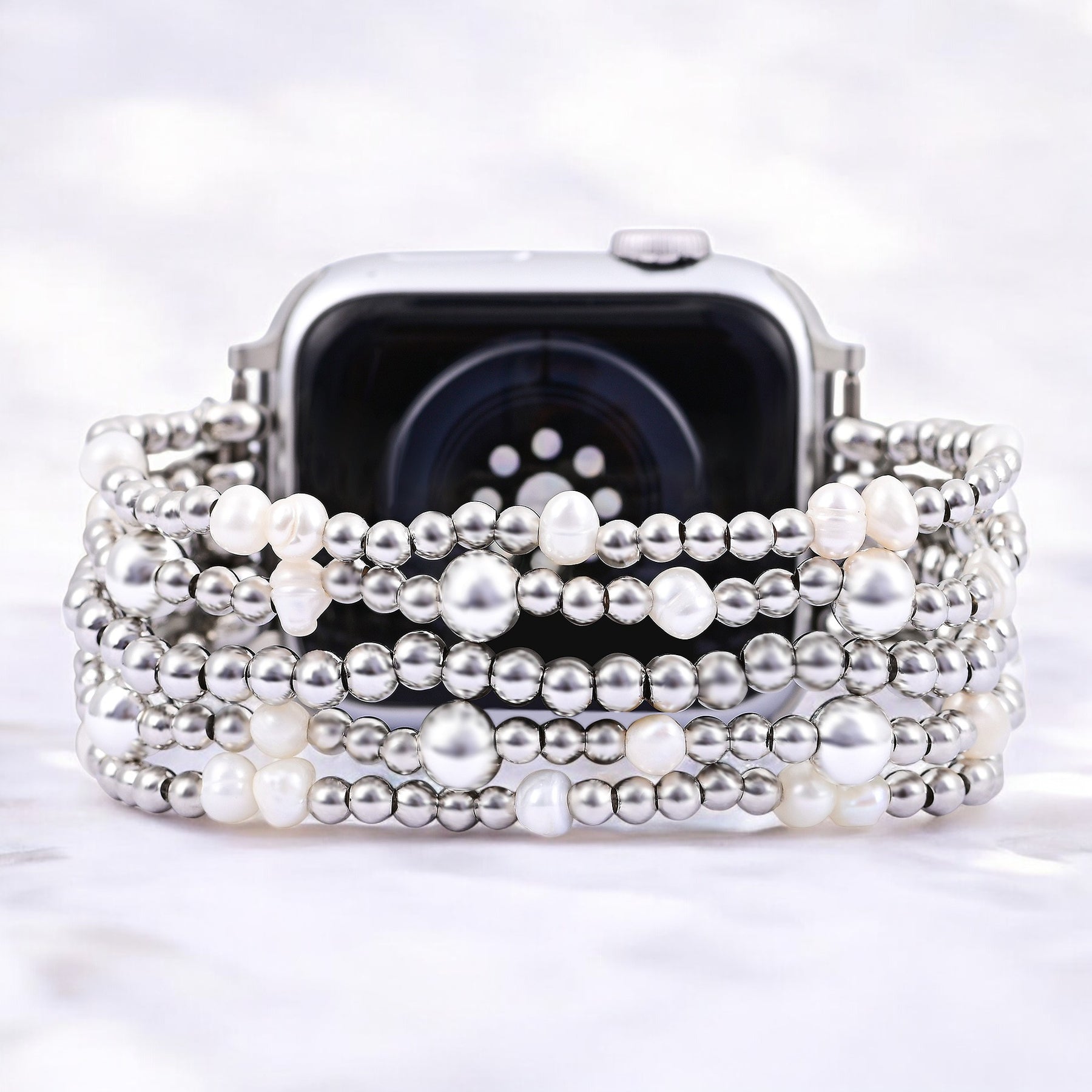 Shimmering Pearl Stretch Apple Watch Strap