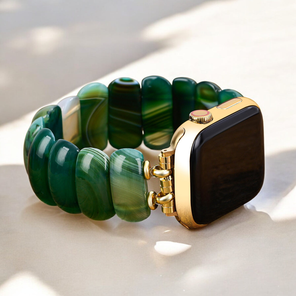 Emerald Grove Agate Stretch Apple Watch Strap