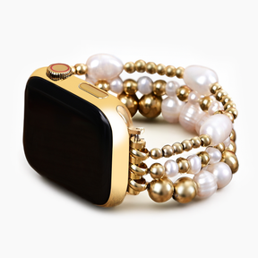 Golden Freshwater Pearl Stretch Apple Watch Strap