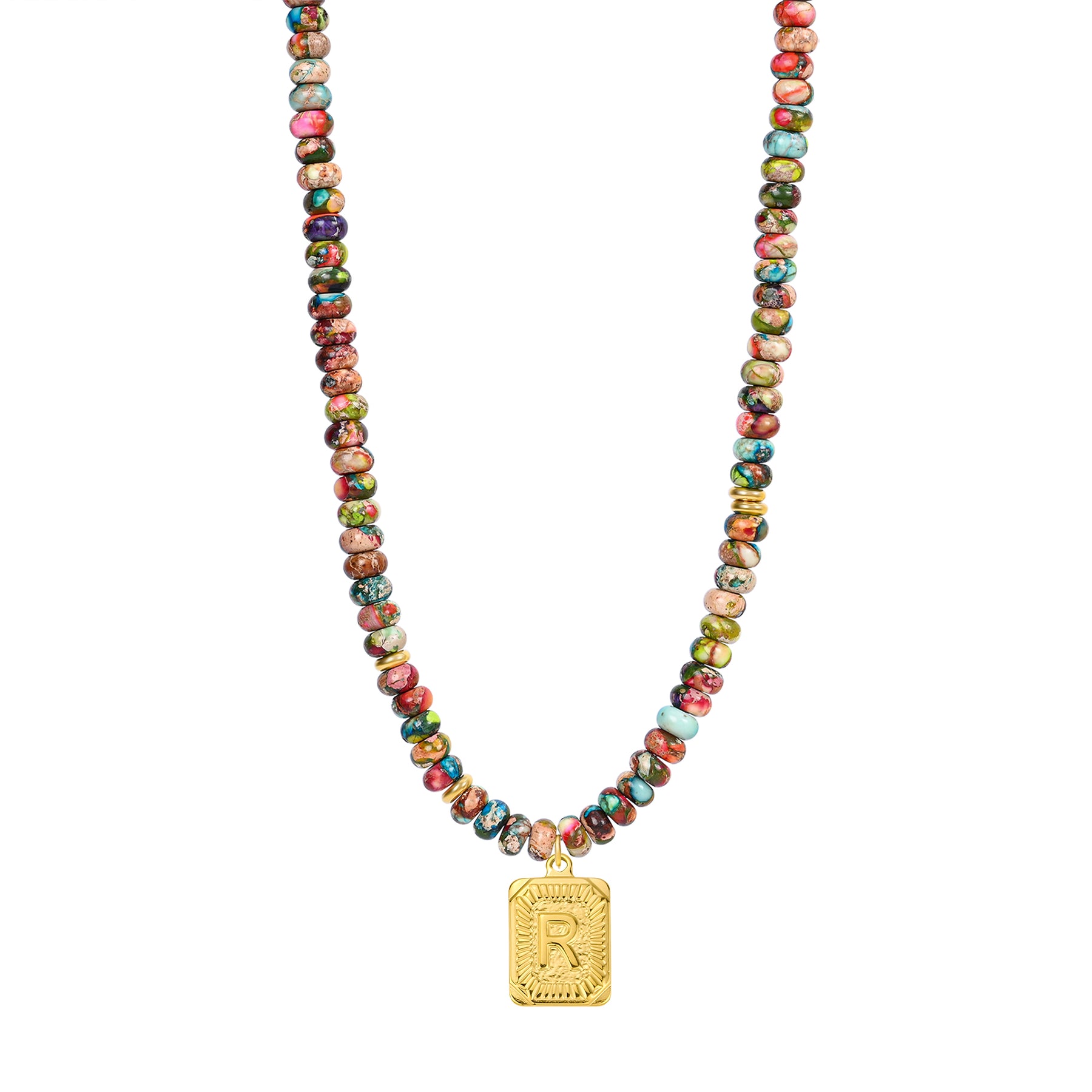 Colorful Imperial Jasper Letter Necklace