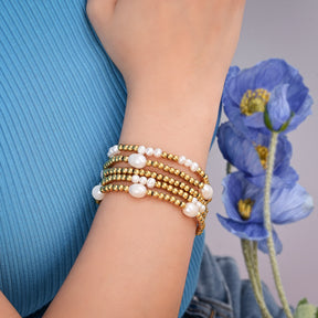 Gold and Pearl Bracelet Set