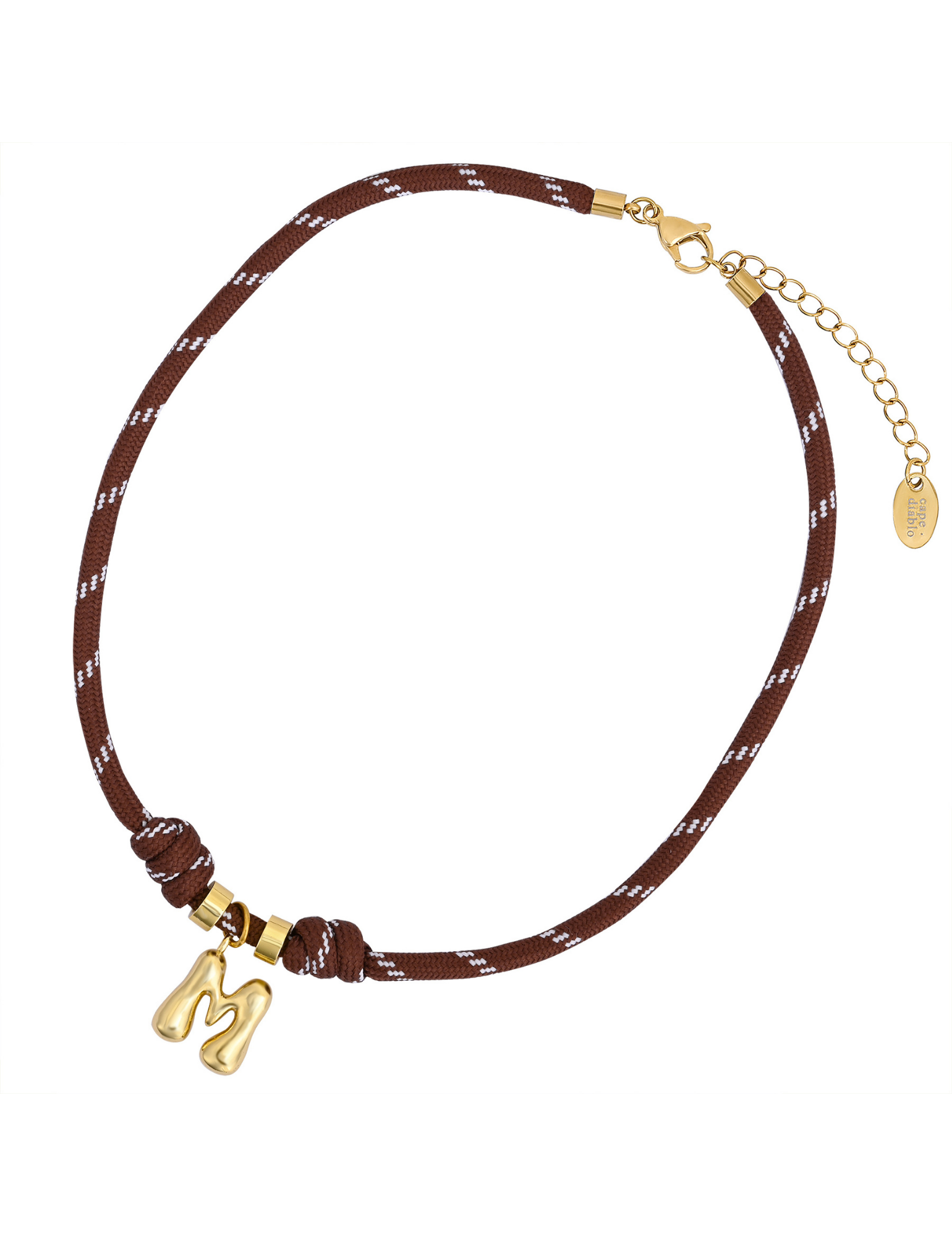 Golden Bubble Letter Rope Necklace