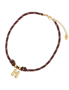 Golden Bubble Letter Rope Necklace