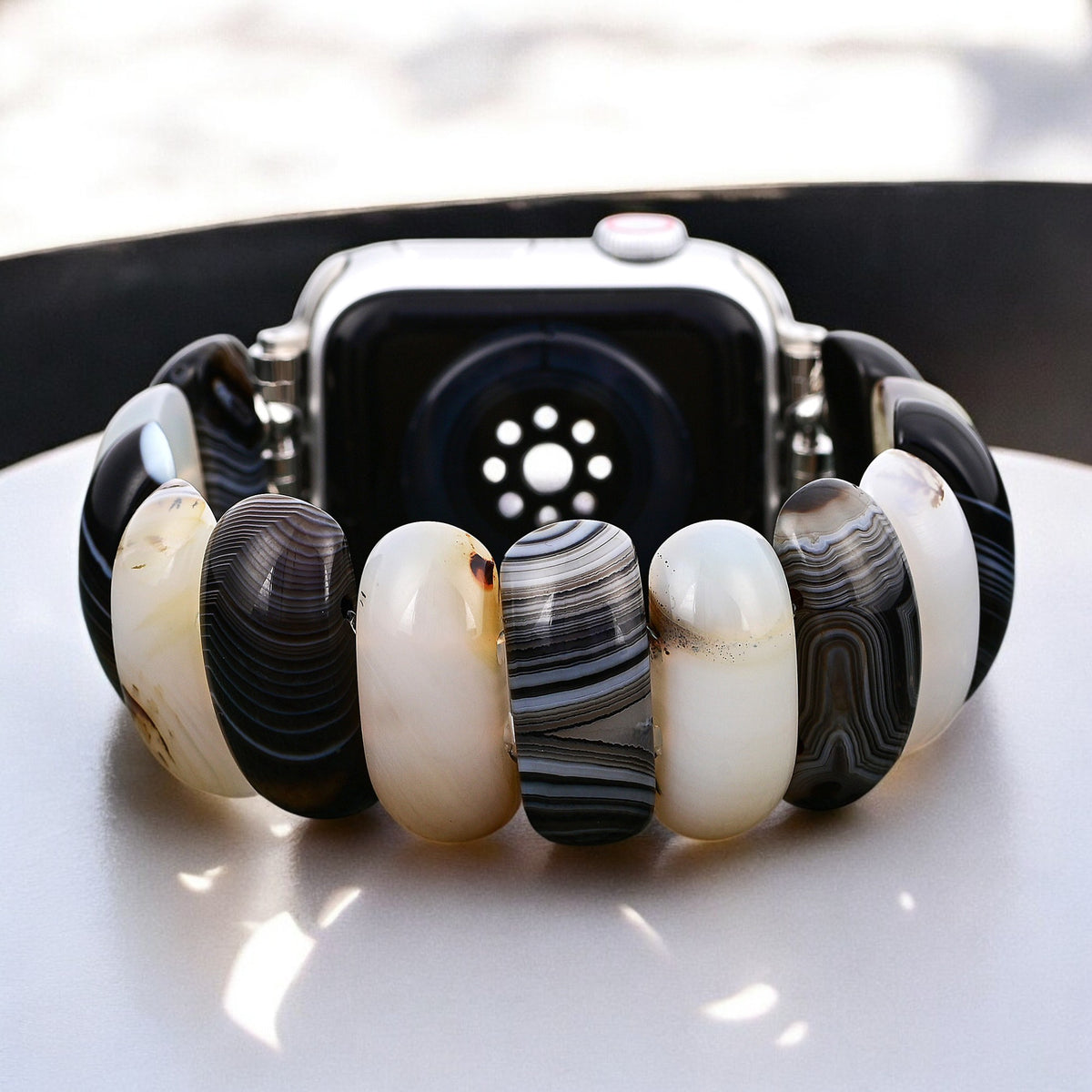 Obsidian Frost Agate Stretch Apple Watch Strap