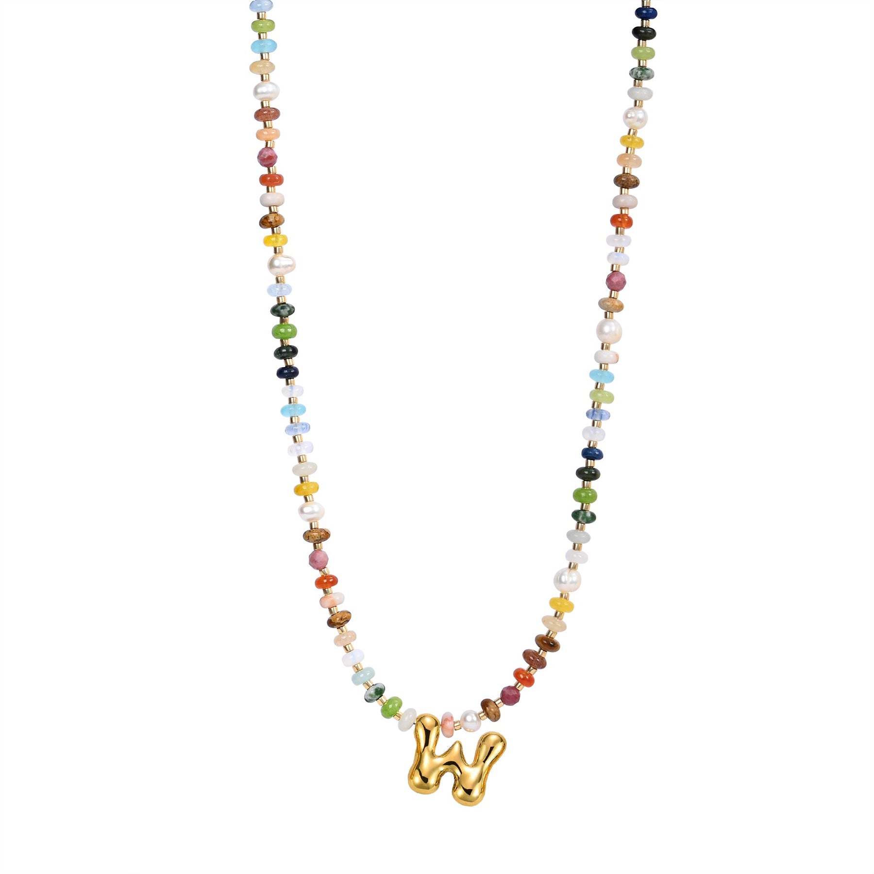 Multicolor Bubble Letter Necklace