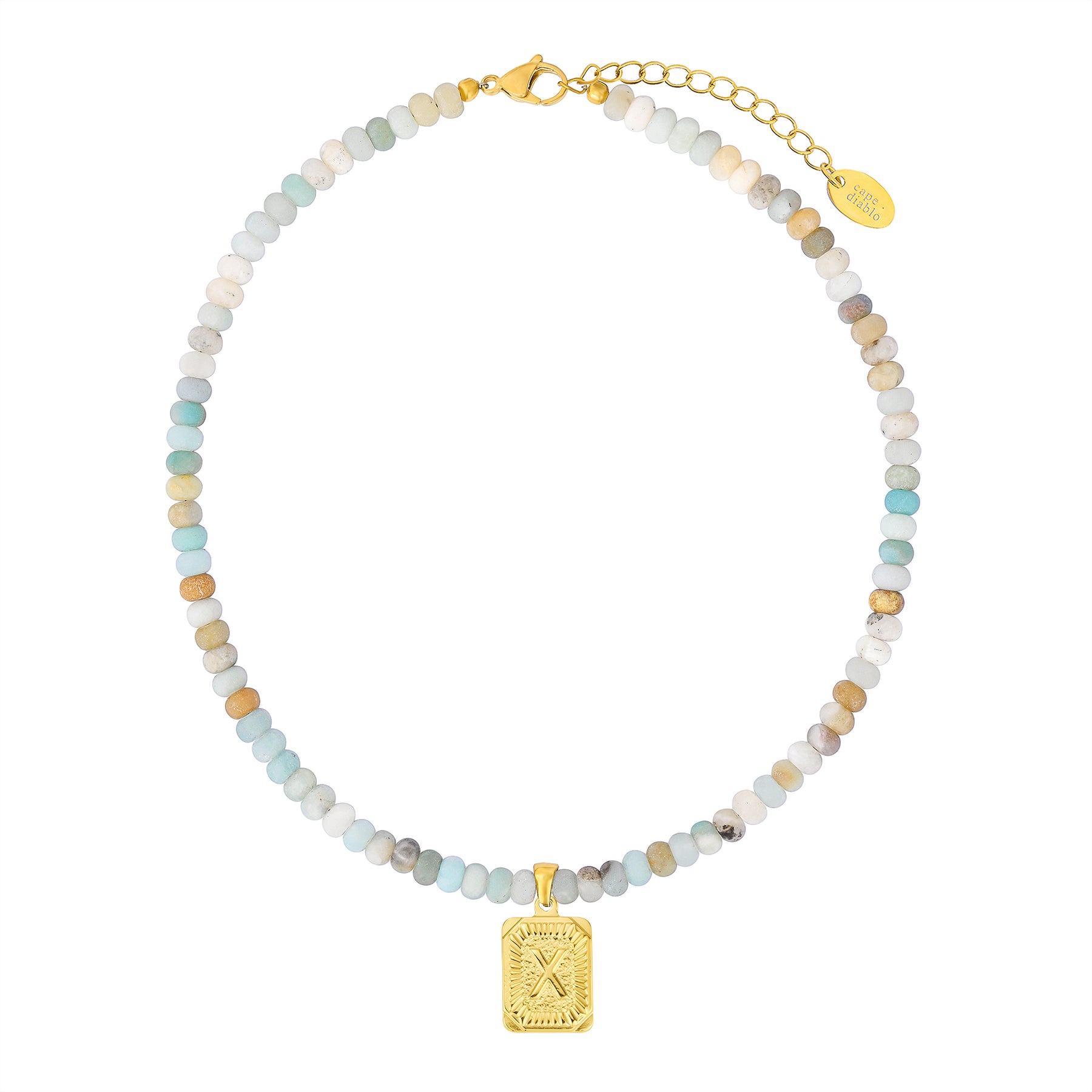 Amazonite Initial Letter Charm Necklace