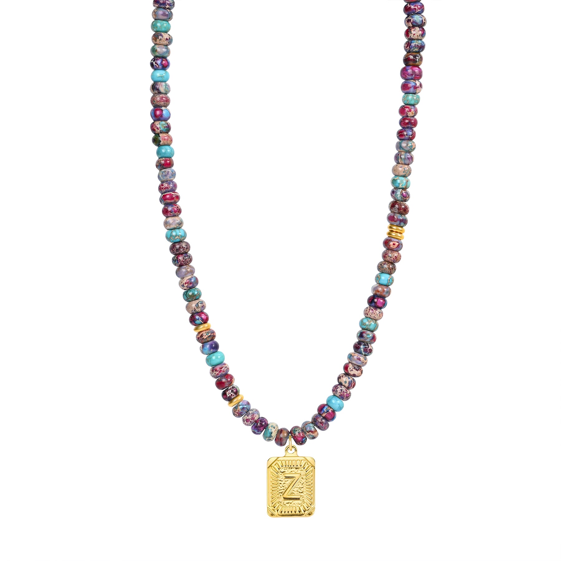 Purple Imperial Jasper Letter Necklace