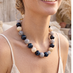 Chunky Gray Beaded Necklace
