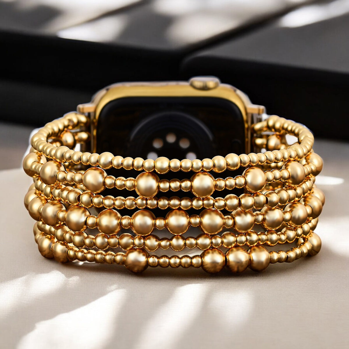 Golden Demure Stretch Apple Watch Strap