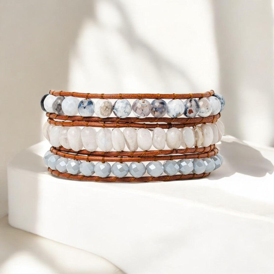 White Harmony Artisan Wrap Bracelet