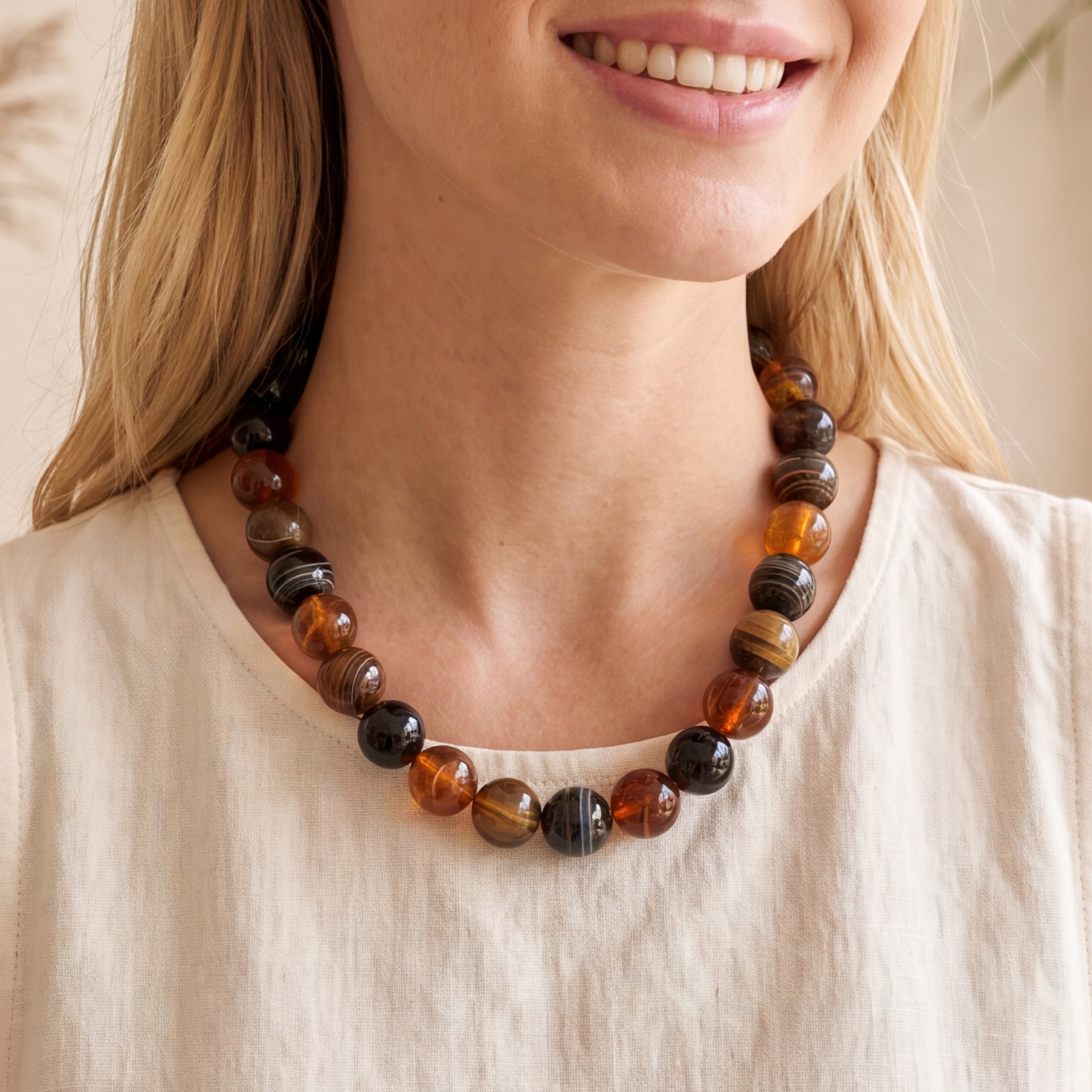 Chunky Brown Beaded Necklace