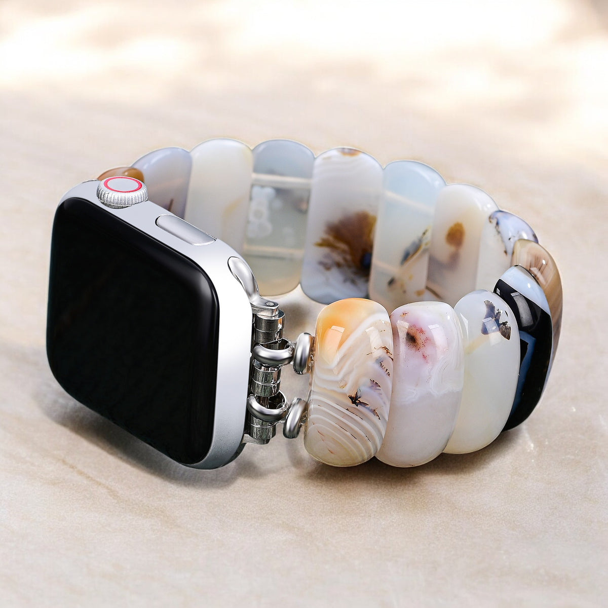 Ivory Dune Agate Stretch Apple Watch Strap