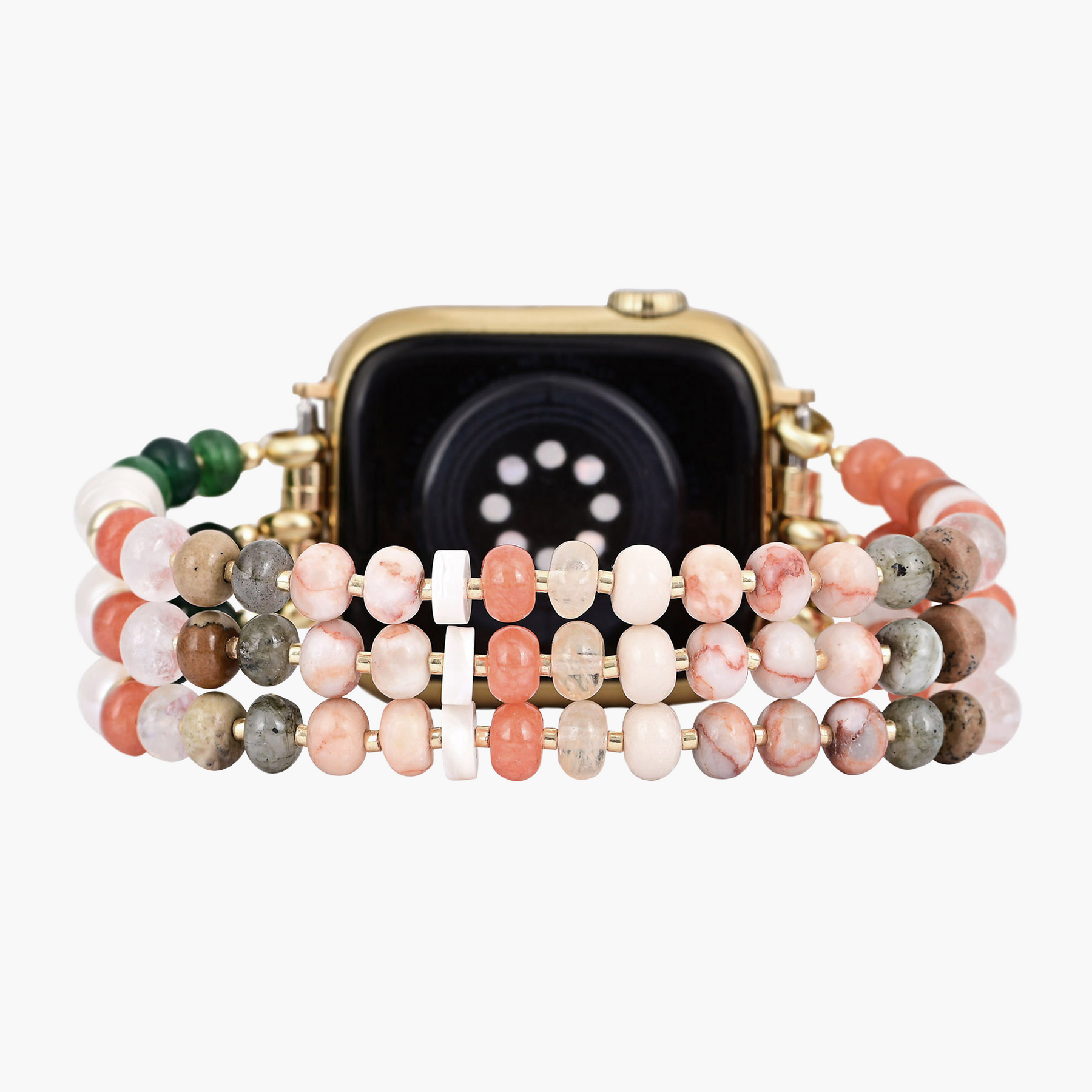 Coral Natural Stone Stretch Apple Watch Strap
