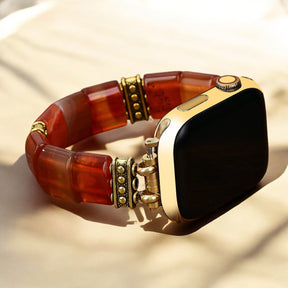 Serene Flame Agate Stretch Apple Watch Strap