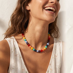 Chunky Rainbow Beaded Necklace
