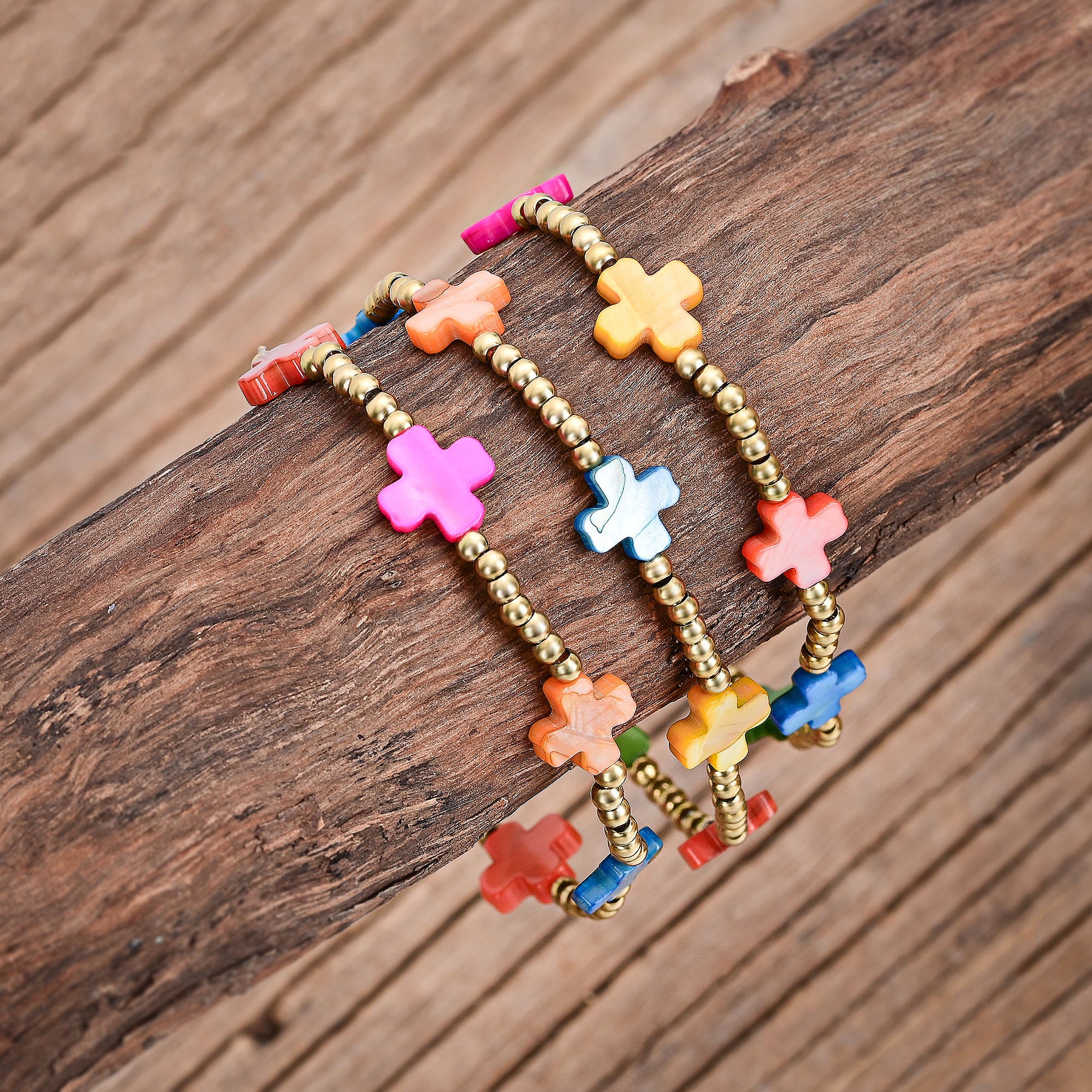 Chakra Cross Bracelet Set