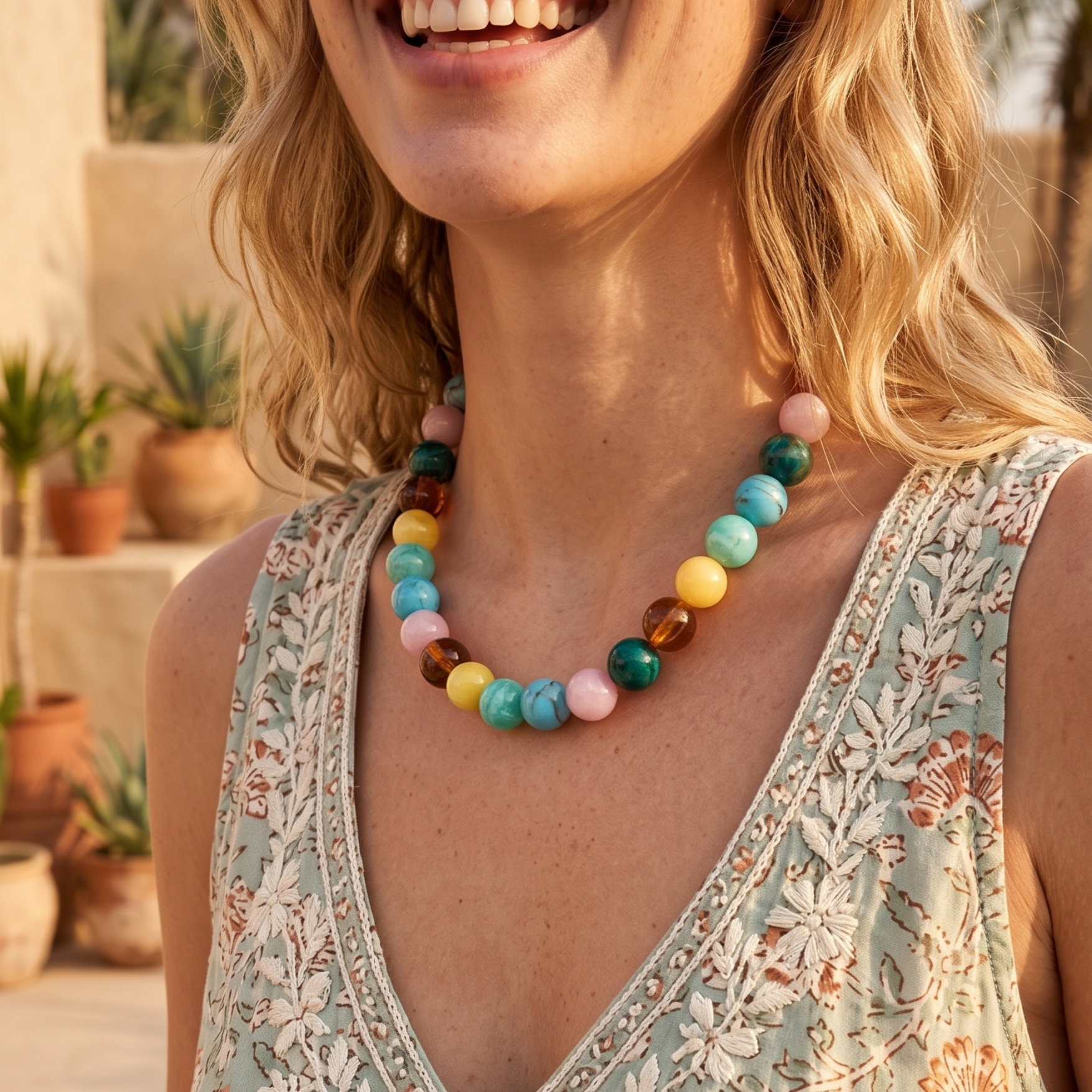 Chunky Tropical Beaded Necklace