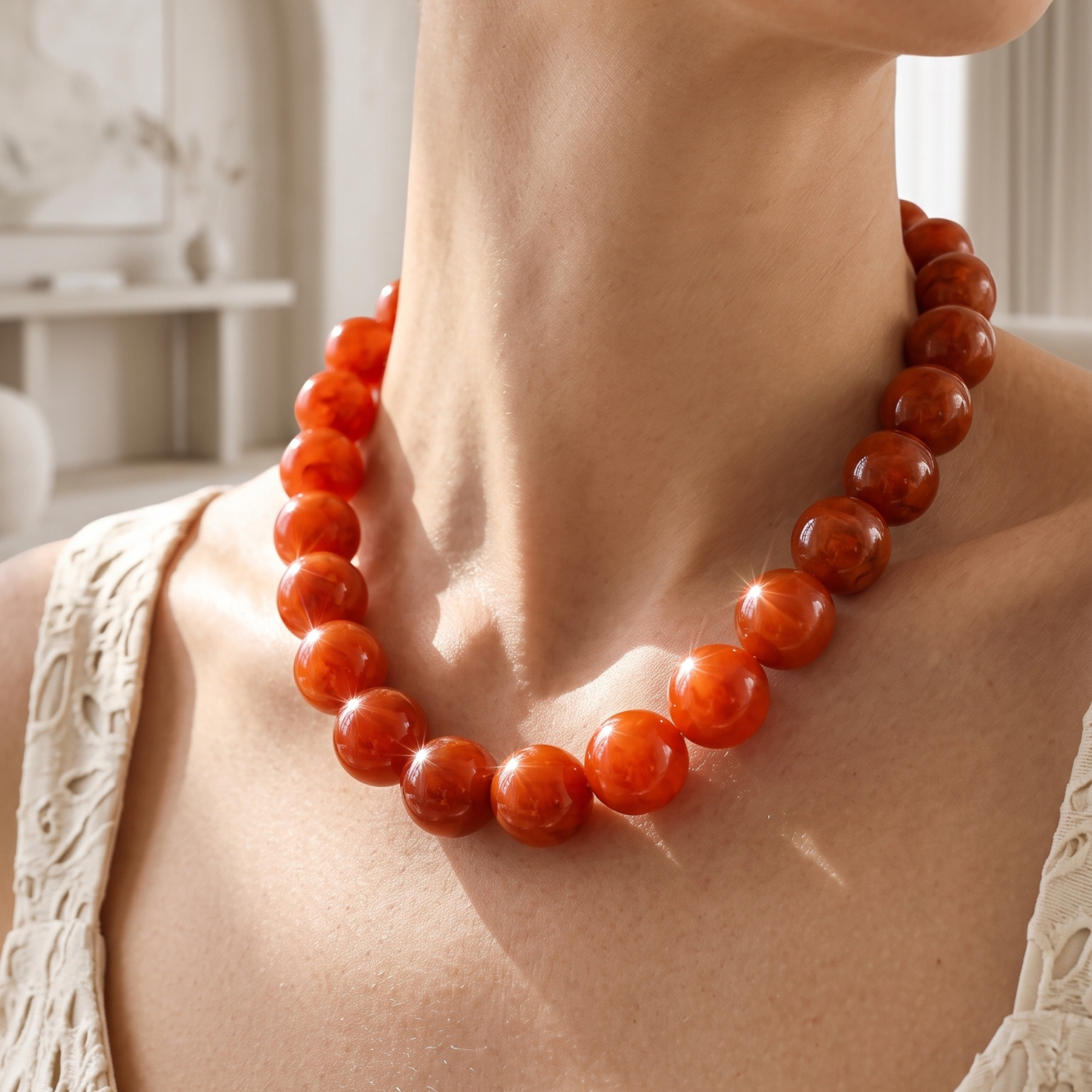 Chunky Red Beaded Necklace