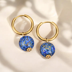 Sapphire Sky Speckle Orb Hoop Earrings