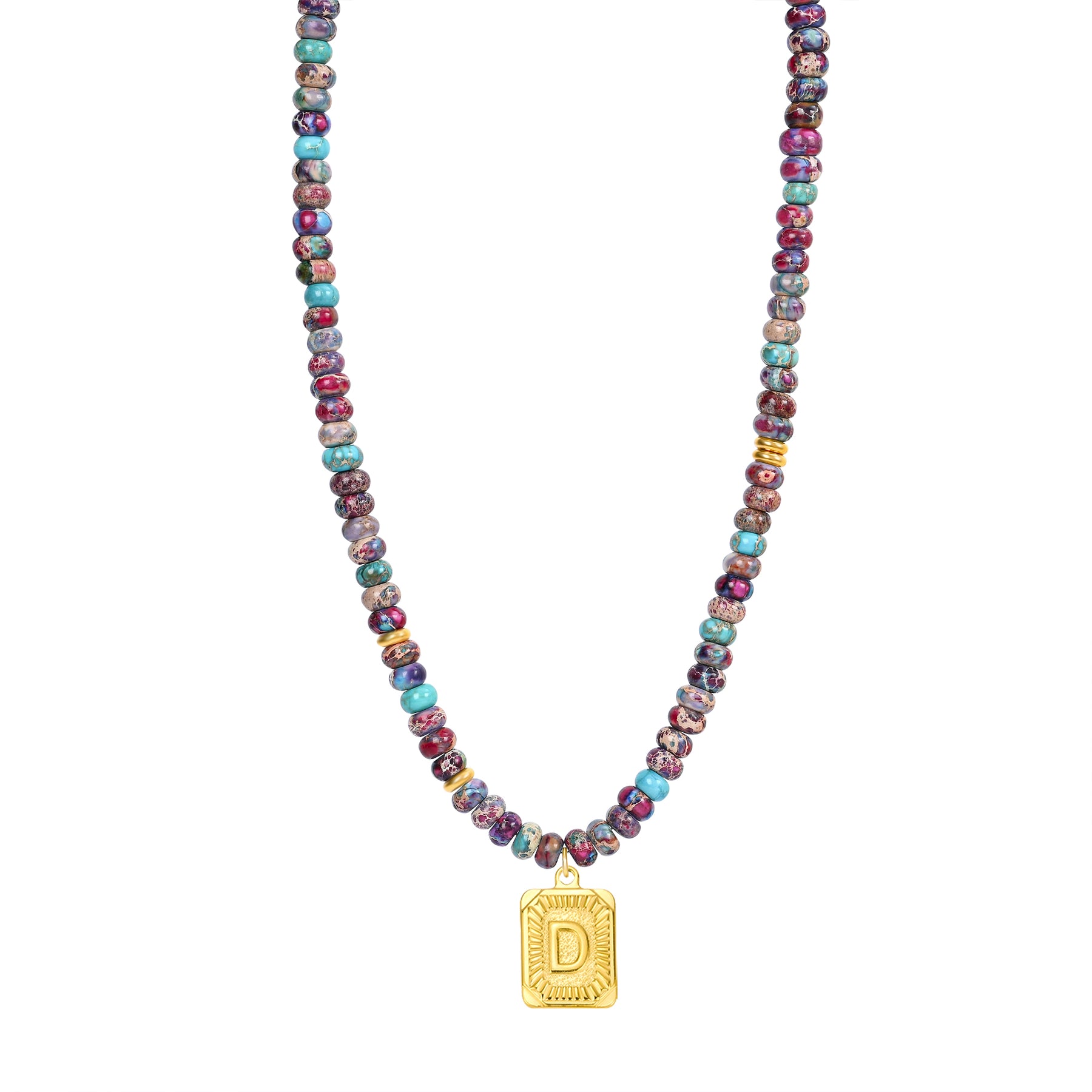 Purple Imperial Jasper Letter Necklace