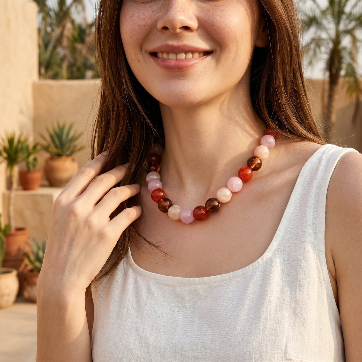 Chunky Rose Beaded Necklace