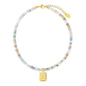 Amazonite Initial Letter Charm Necklace