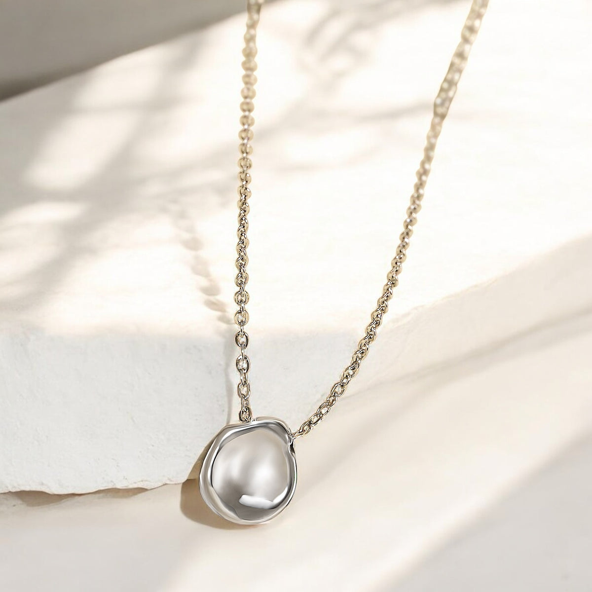Shimmering Pebble Pendant Necklace