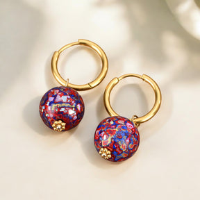 Amethyst Aurora Speckle Orb Hoop Earrings