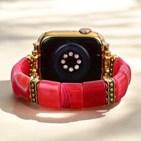 Ruby Essence Agate Stretch Apple Watch Strap