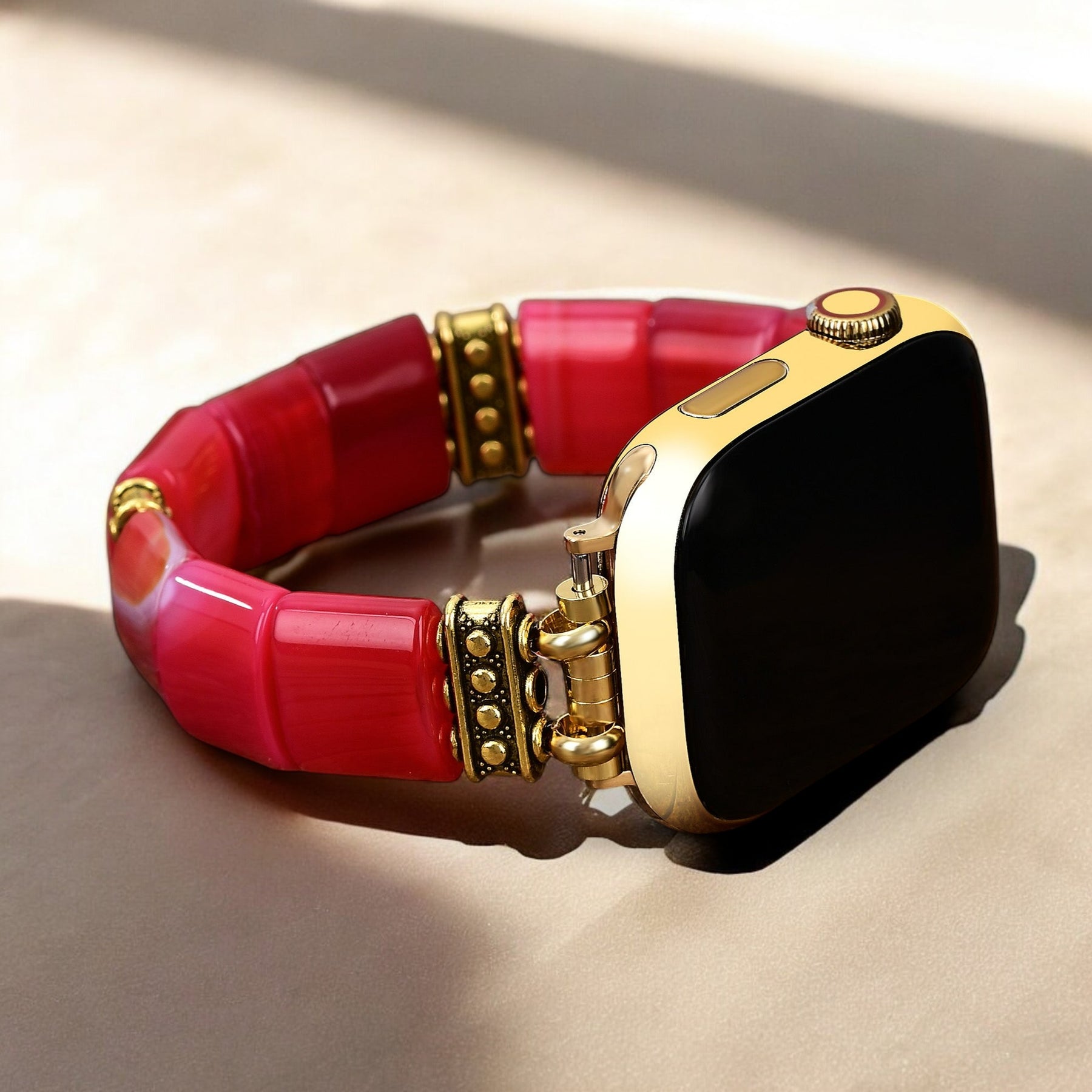 Ruby Essence Agate Stretch Apple Watch Strap