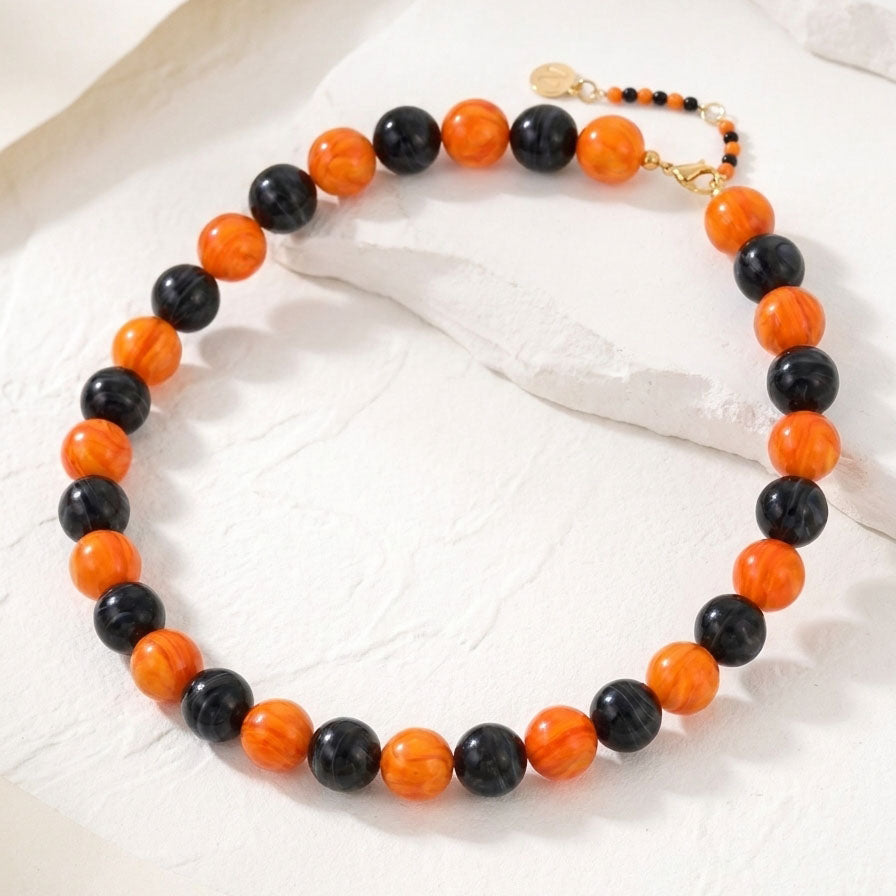 Midnight Pumpkin Halloween Chunky Necklace