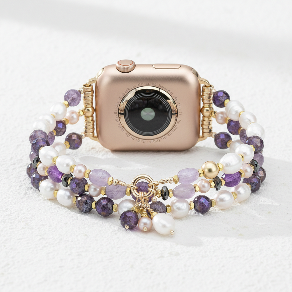 Amethyst Pearl Cluster Stretch Apple Watch Strap