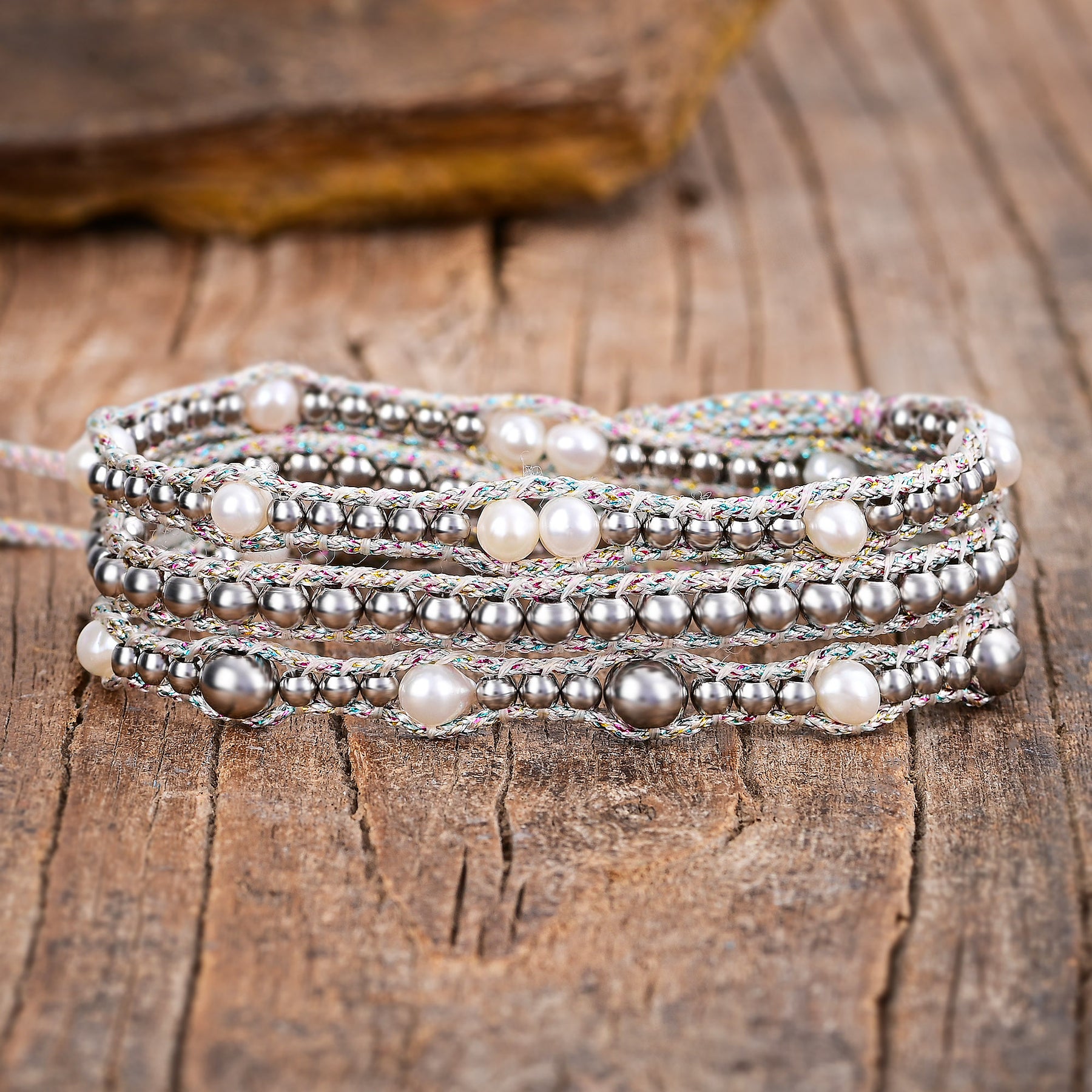 Gleaming Pearl Protection Protection Wrap Bracelet