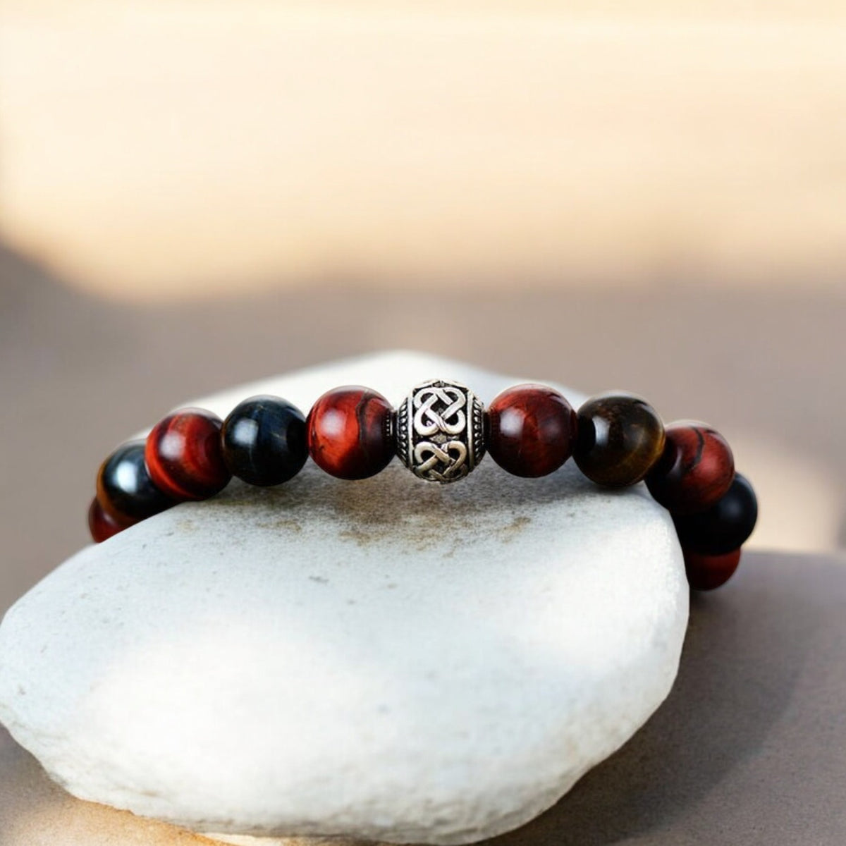 Men's Red Tiger Eye Buddha Bracelet