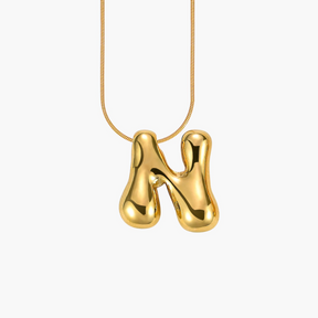 Golden Glow Bubble Letter Initial Necklace