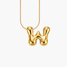 Golden Glow Bubble Letter Initial Necklace