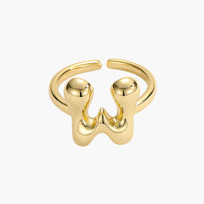 Golden Glow Bubble Letter Initial Ring