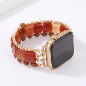 Fierce Grace Tiger's Eye Stretch Apple Watch Strap Silver