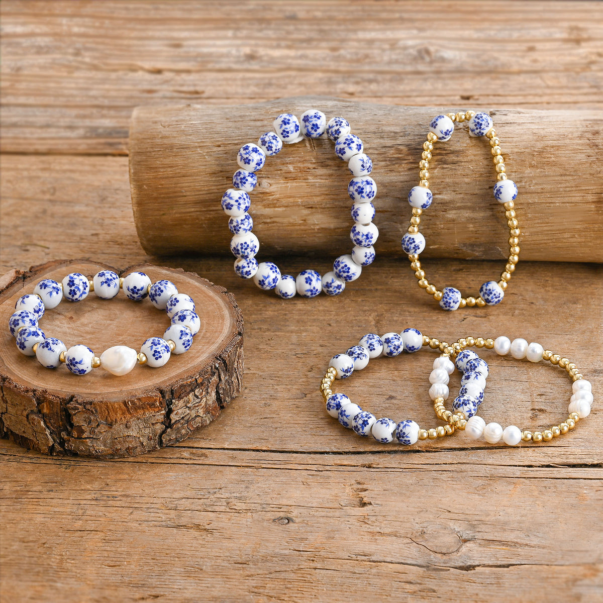 Azure Bloom Pearl Bracelet